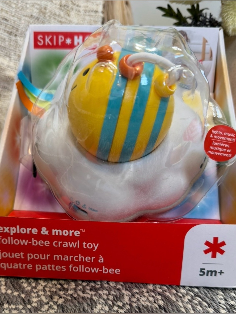 Skip Hop Yellow and Blue Striped Follow-Bee Crawl Toy